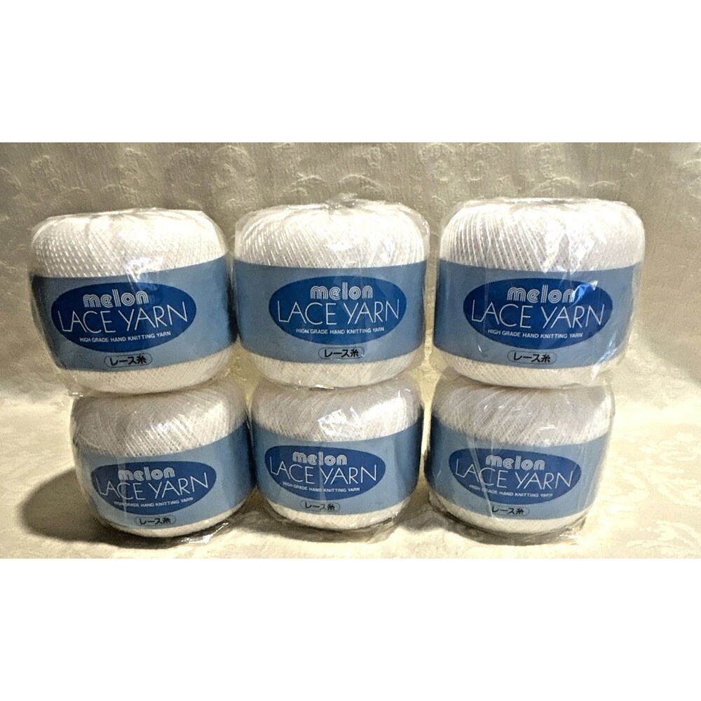 Melon Lace Yarn White High Grade Hand Knitting Crochet Thread Lot of 6 New